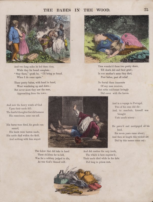 The Babes In The Wood (renkli gravür) by English School