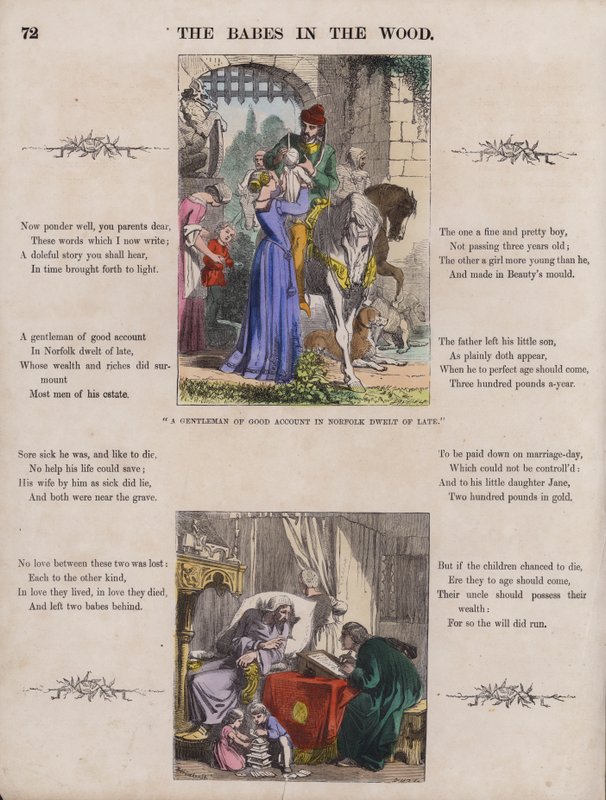 The Babes In The Wood (renkli gravür) by English School