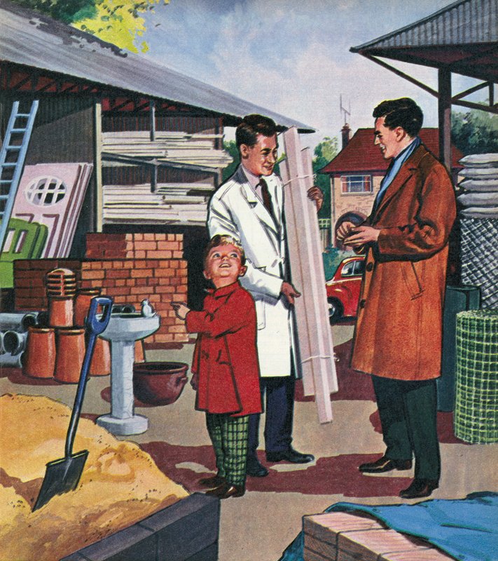 İnşaatçının Yard Adamı (renkli taş) by English School