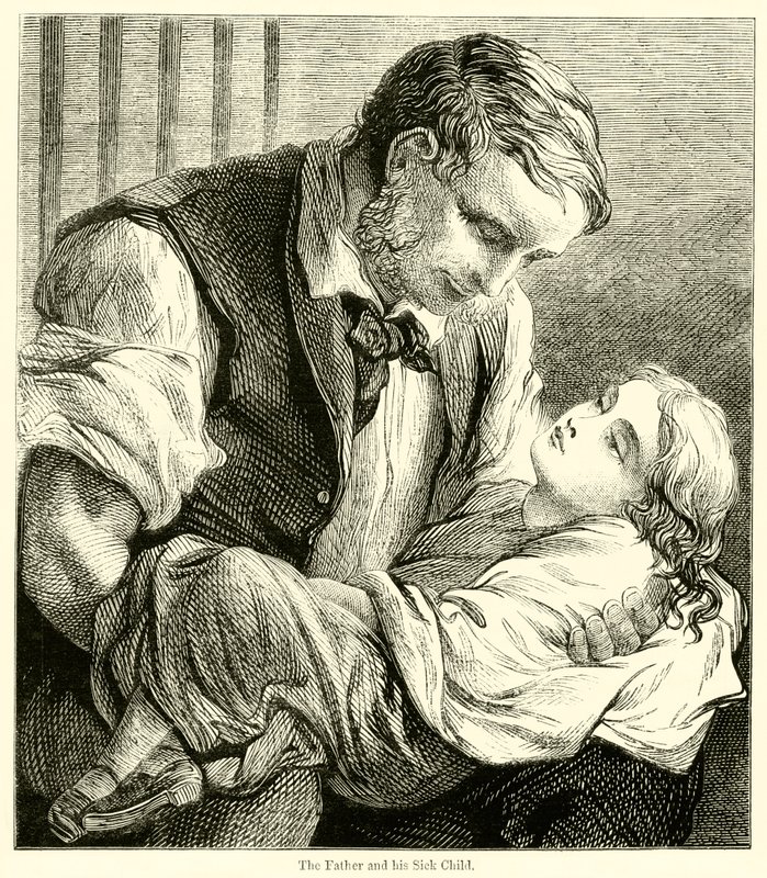 Baba ve Hasta Çocuğu (gravür) by English School