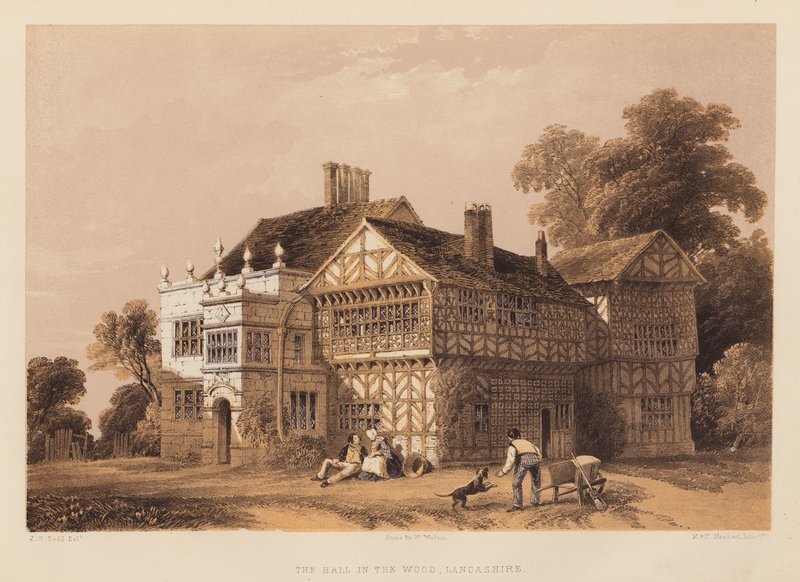 The Hall in the Wood, Lancashire (aquatint) by English School