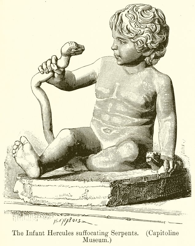 Yılanları boğan Bebek Herkül. (Capitoline Müzesi) by English School