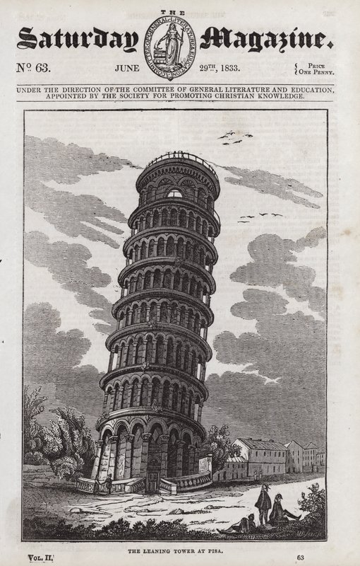 Eğik Pisa Kulesi (gravür) by English School