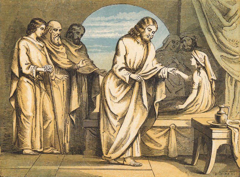 Jairus'un Kızının Yükselişi (renkli gravür) by English School