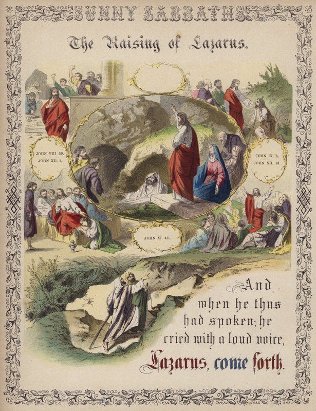 Lazarus'un Dirilişi (renkli gravür) by English School