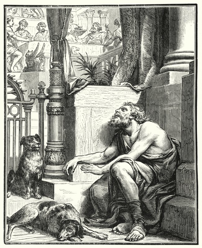 Zengin Adam ve Lazarus (gravür) by English School