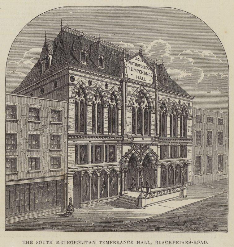 Güney Metropolitan Temperance Hall, Blackfriars-Road (gravür) by English School