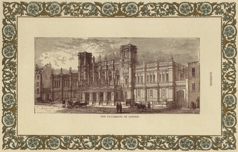 Londra Üniversitesi (renkli gravür) by English School