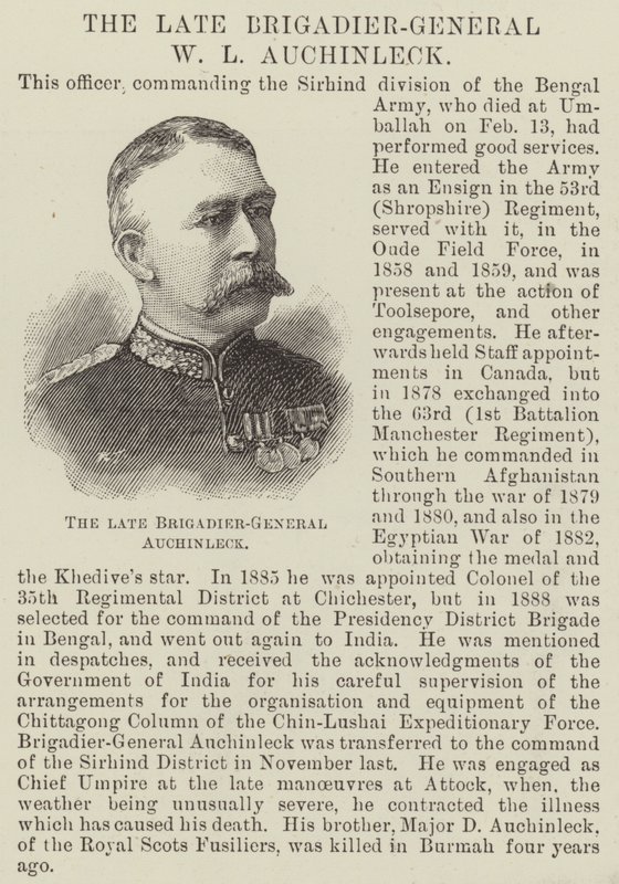 Merhum Tuğgeneral W L Auchinleck (gravür) by English School