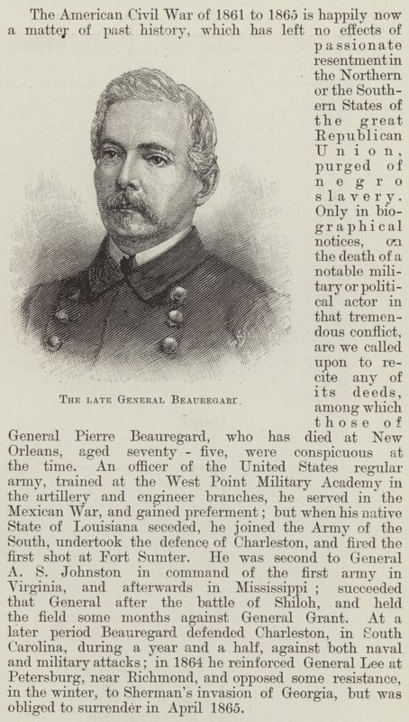 Geç General Beauregard (gravür) by English School