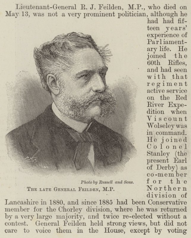 Rahmetli General Feilden, MP (gravür) by English School