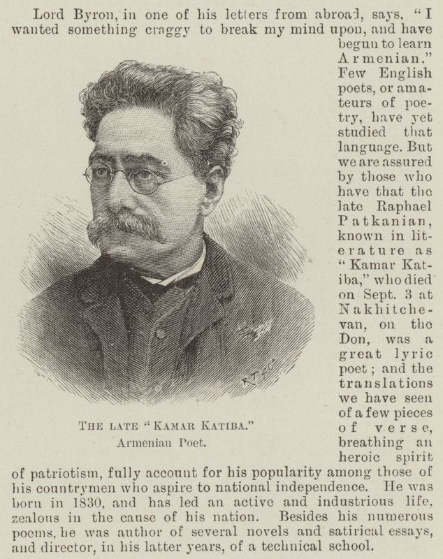 Merhum "Kamar Katiba", Ermeni Şair (gravür) by English School