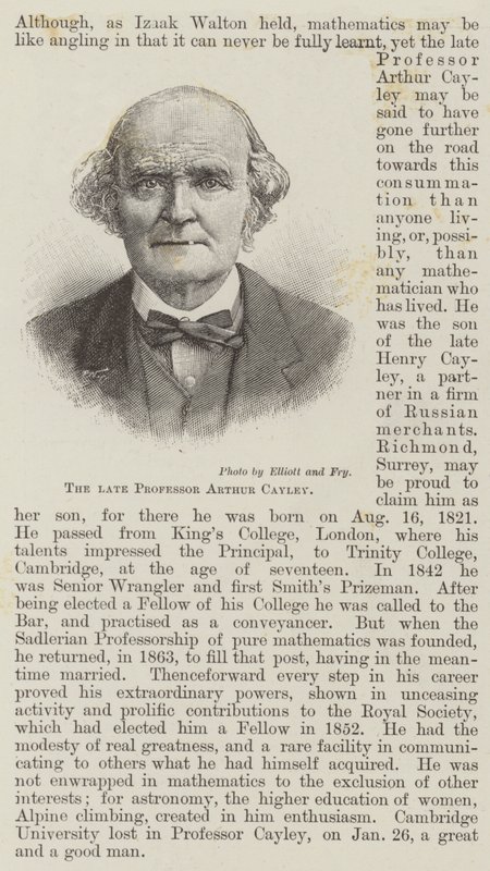 Rahmetli Profesör Arthur Cayley (gravür) by English School