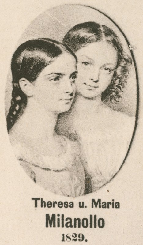 Theresa ve Maria Milanollo (gravür) by English School