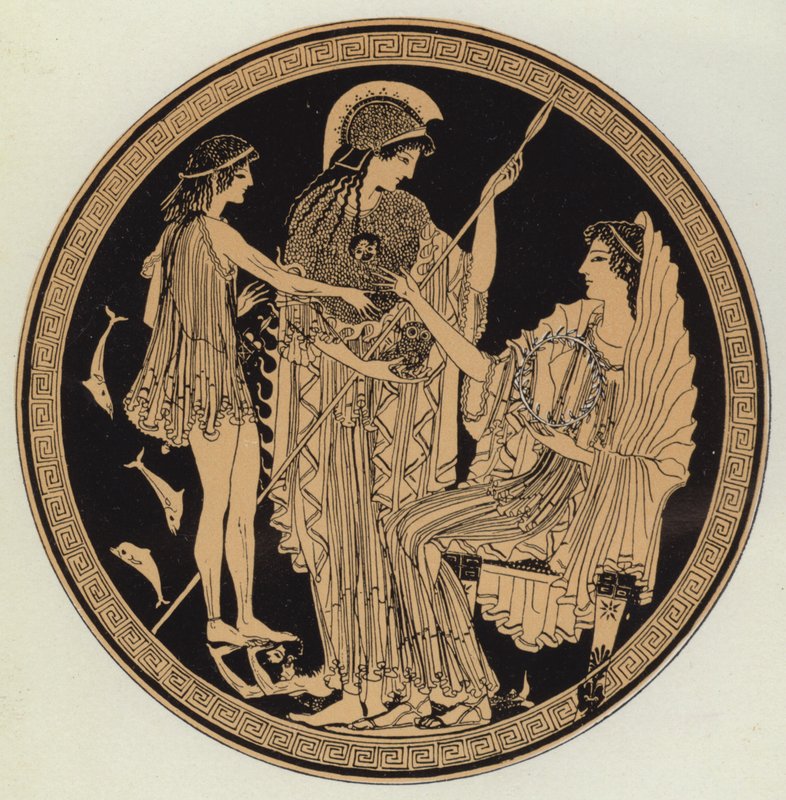 Theseus, Amphitrite'in önüne getirdi (renkli lito) by English School