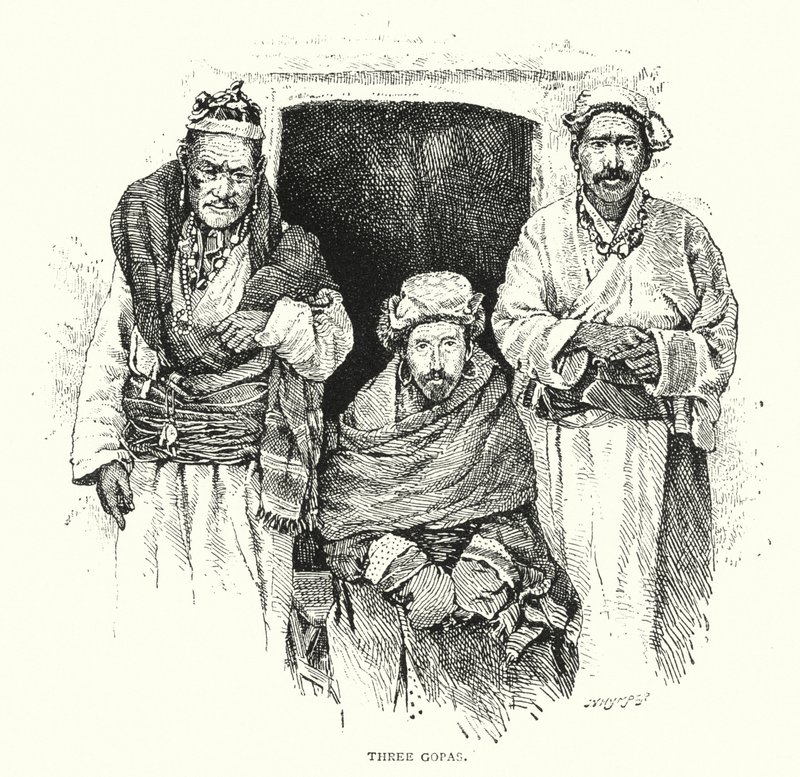 Üç Gopas (gravür) by English School