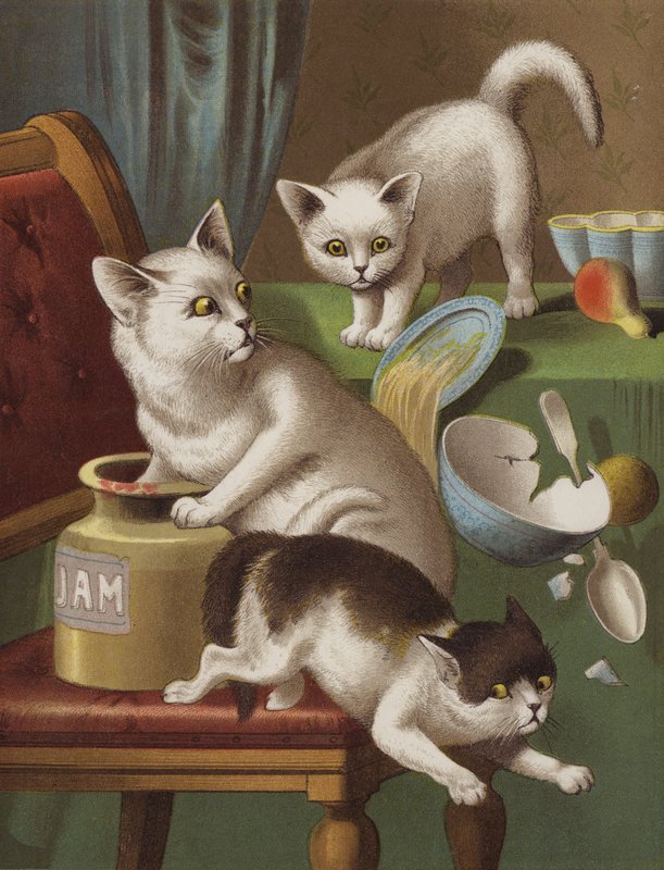 Üç Yavru Kedi Hırsızı (chromolitho) by English School