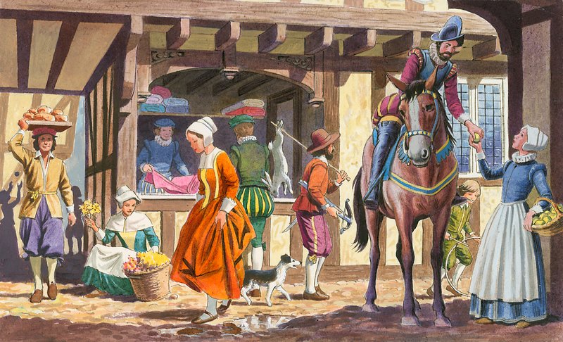 Tudor şehir sahnesi by English School