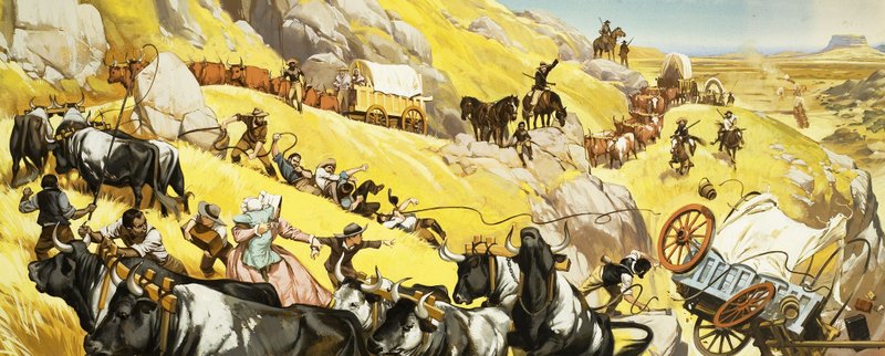 Tanımlanamayan vahşi batı sahnesi. Oklahoma izi by English School
