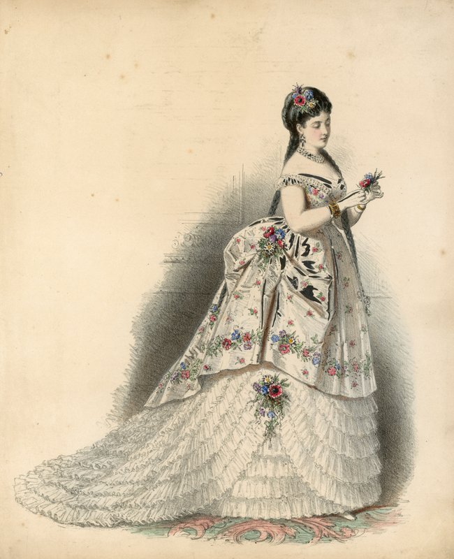 Viktorya dönemi moda plakası (renkli gravür) by English School