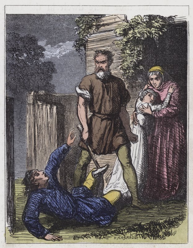 Wat Tyler ve Vergi Toplayıcı (renkli gravür) by English School