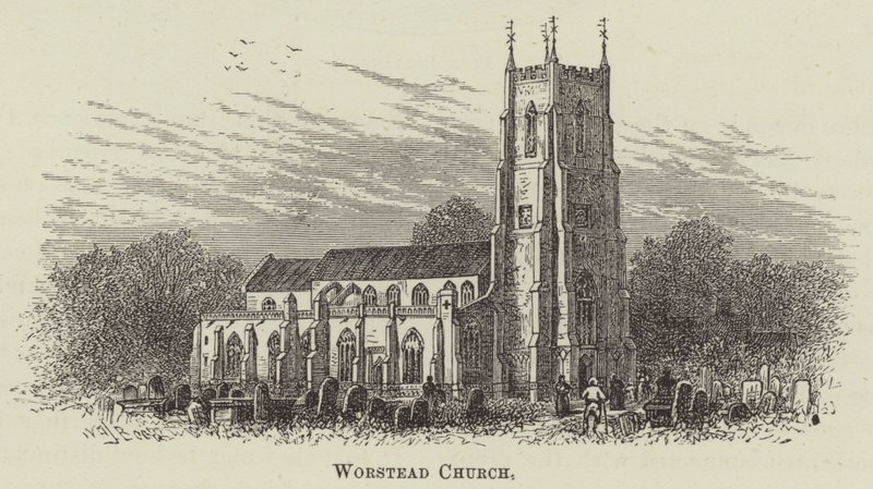 Worstead Kilisesi (gravür) by English School
