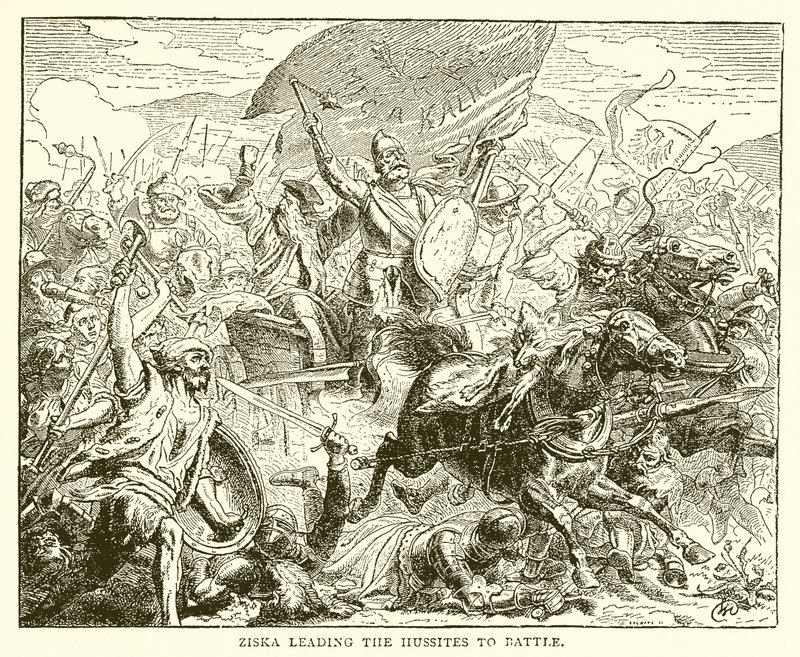 Ziska, Hussites'i savaşa yönlendiriyor by English School