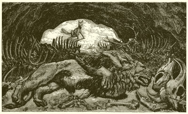 Tilki ve Hasta Aslan by Ernest Henry Griset