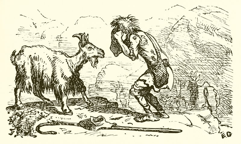 Keçi çobanı ve dişi keçi by Ernest Henry Griset
