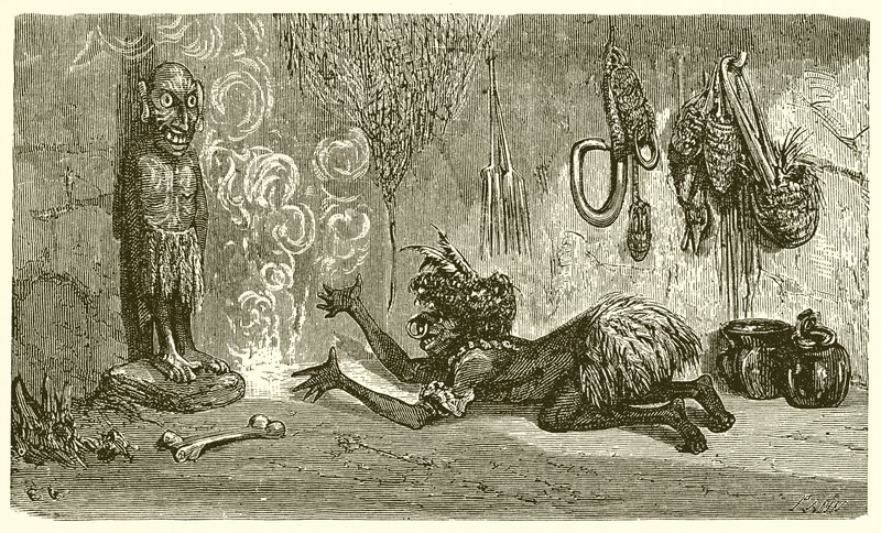 Adam ve Ahşap Tanrısı by Ernest Henry Griset