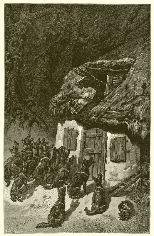 Kurtlar ve Hasta Eşek by Ernest Henry Griset