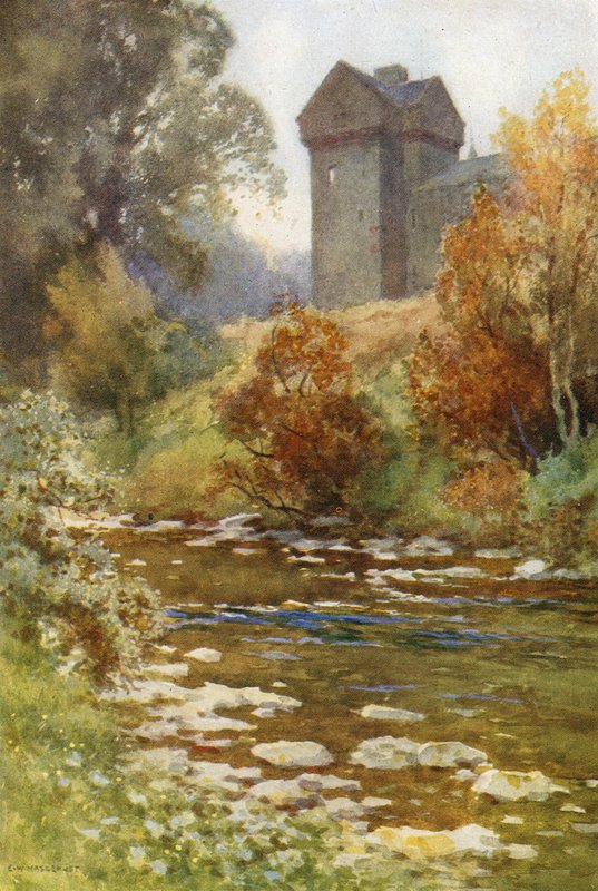 Branxholm Kulesi (renkli taş) by Ernest William Haslehust