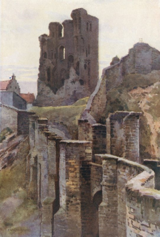 Scarborough Kalesi (renkli taş) by Ernest William Haslehust