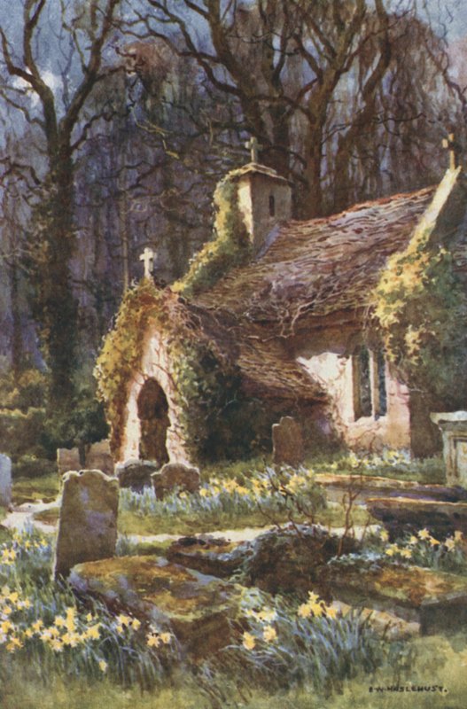 Eski Kilise, Bonchurch (renkli taş) by Ernest William Haslehust