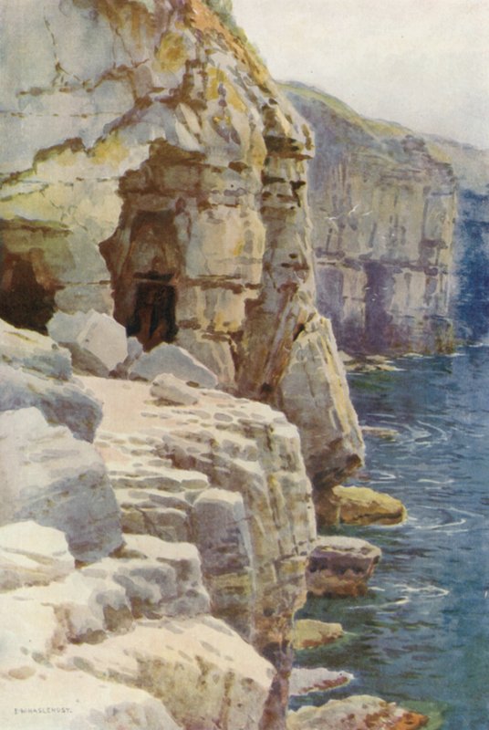 Tilly Whim Mağaraları, Swanage (renkli taş) by Ernest William Haslehust