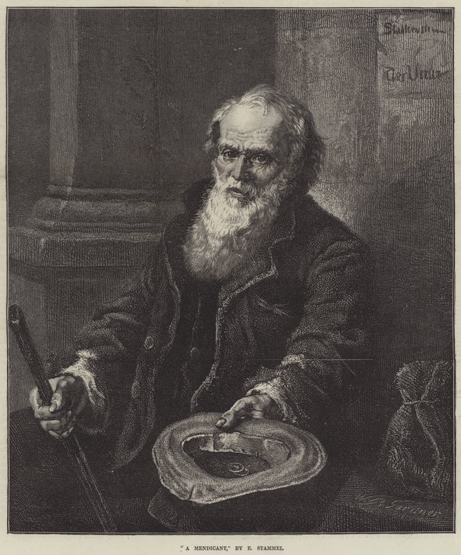 Bir Mendicant (gravür) by European School