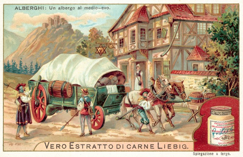 Orta çağda bir han (chromolitho) by European School