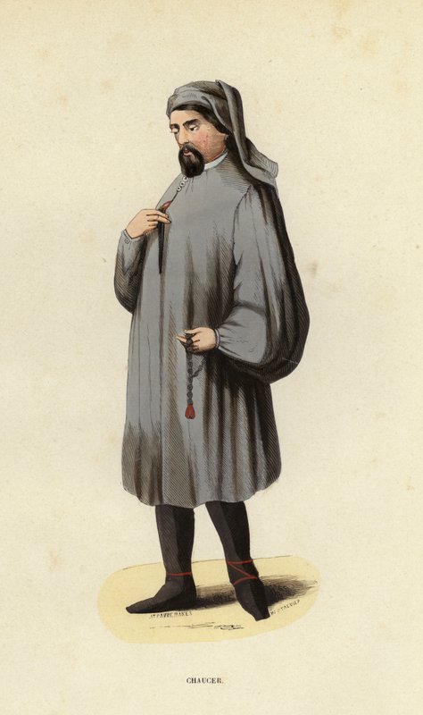 Chaucer (renkli gravür) by European School