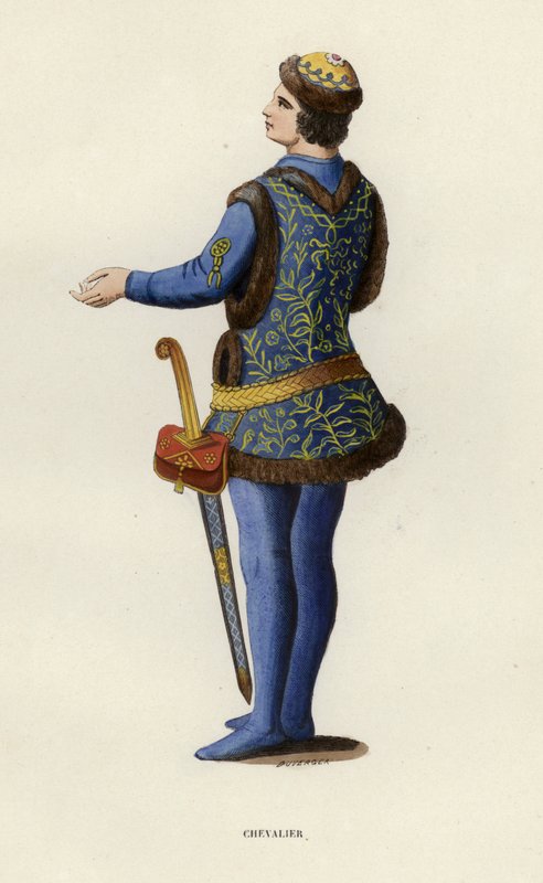 Chevalier (renkli gravür) by European School
