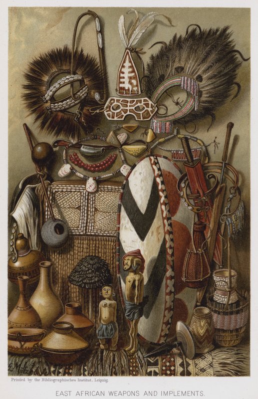 Doğu Afrika Silahları ve Aletleri (chromolitho) by European School