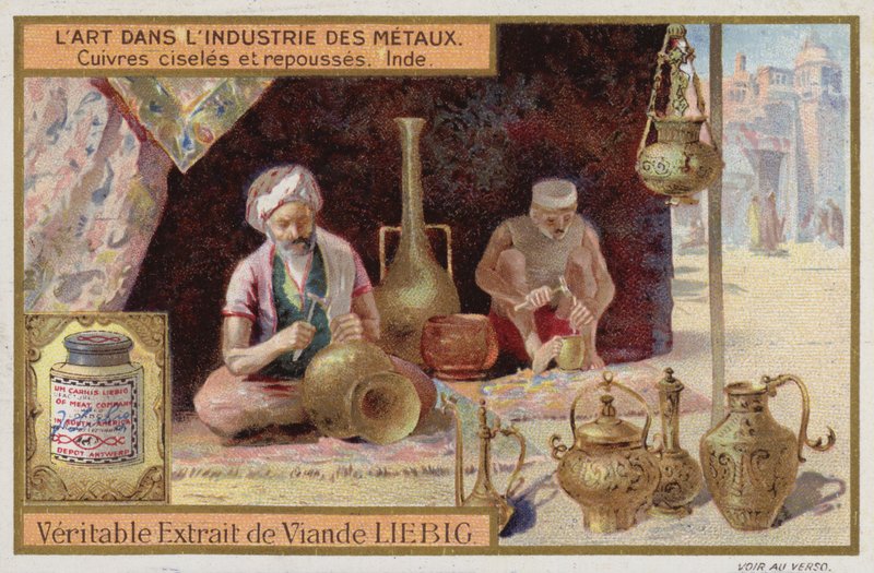 Oyulmuş ve işlenmiş bakır, Hindistan (chromolitho) by European School