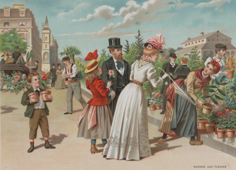 Çiçek pazarı (chromolitho) by European School
