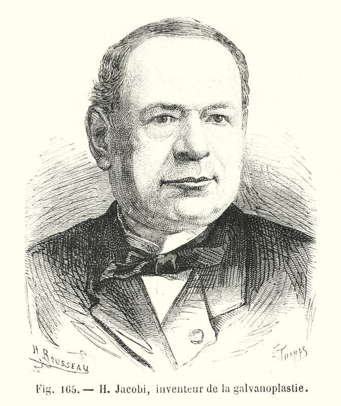 H Jacobi, elektro kaplamanın mucidi (gravür) by European School