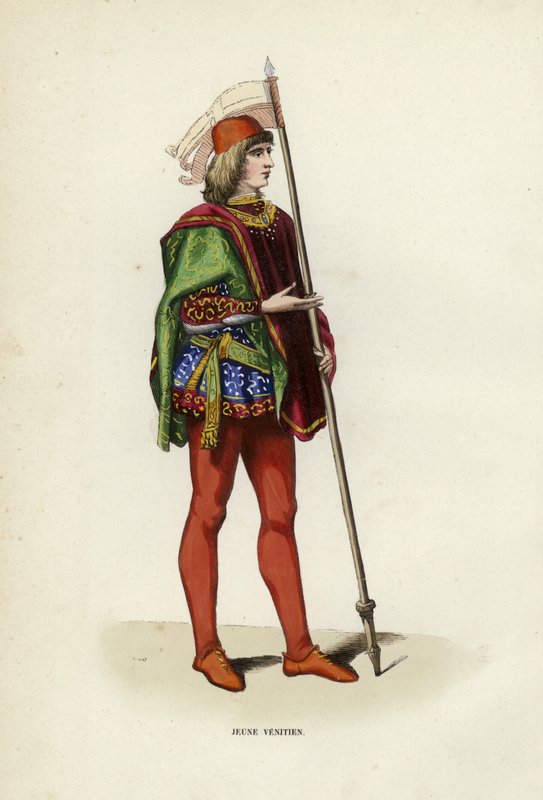 Genç Venedik (renkli gravür) by European School