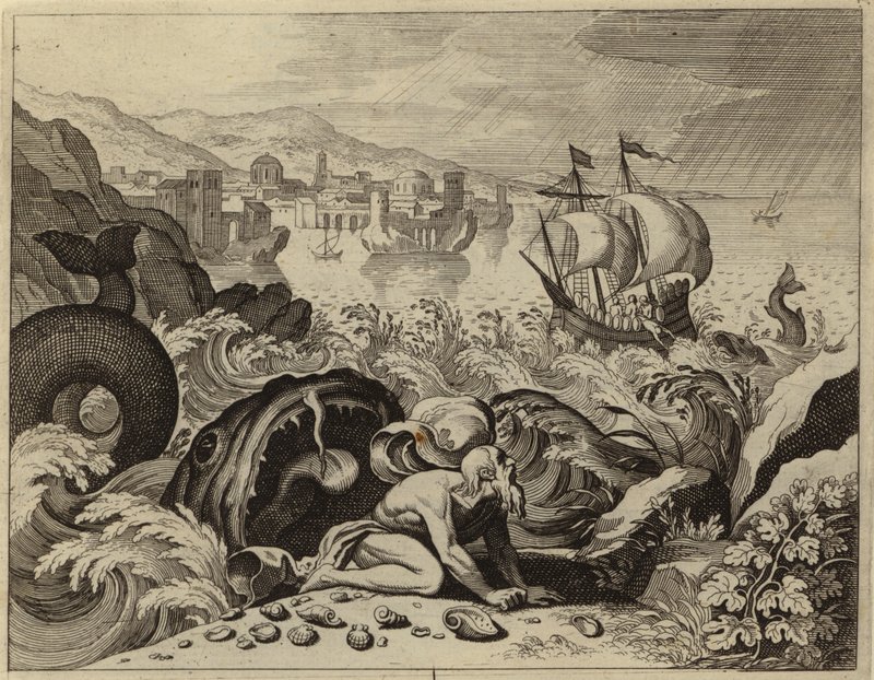 Jonah ve balina (gravür) by European School