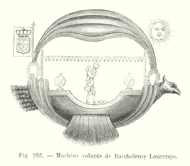 Machine volante de Barthelemy Lourenco (gravür) by European School