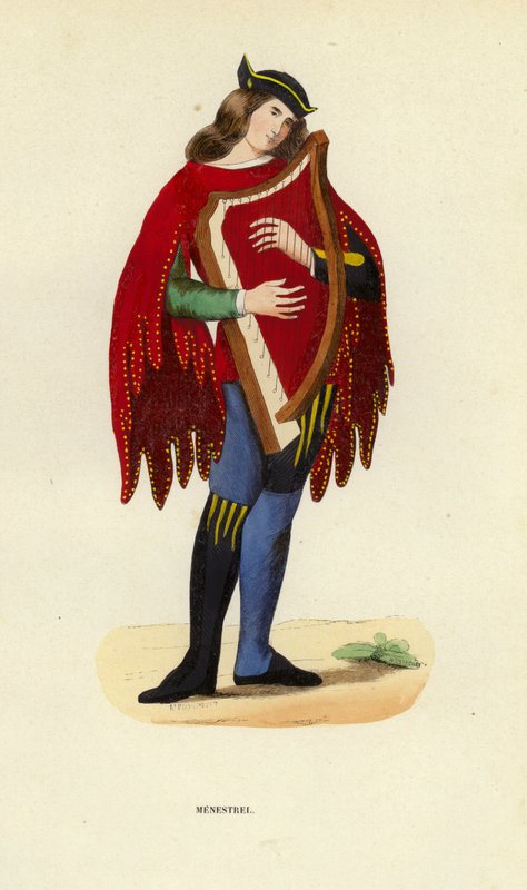 Menestrel (renkli gravür) by European School
