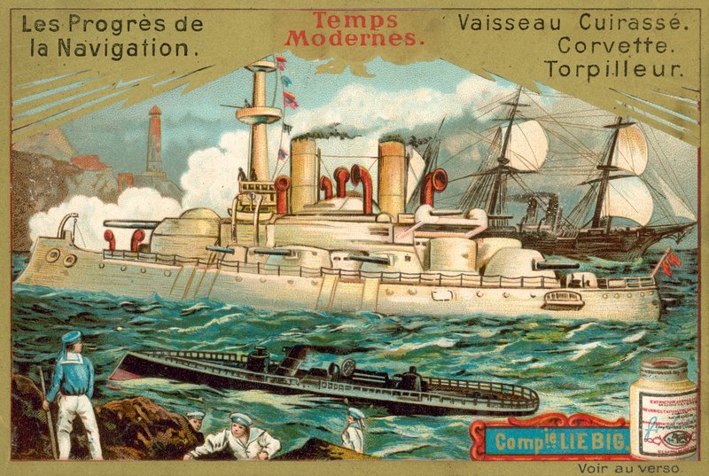Modern savaş gemileri (chromolitho) by European School