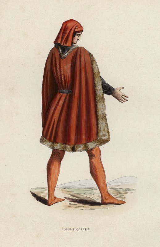 Noble Florentin (renkli gravür) by European School