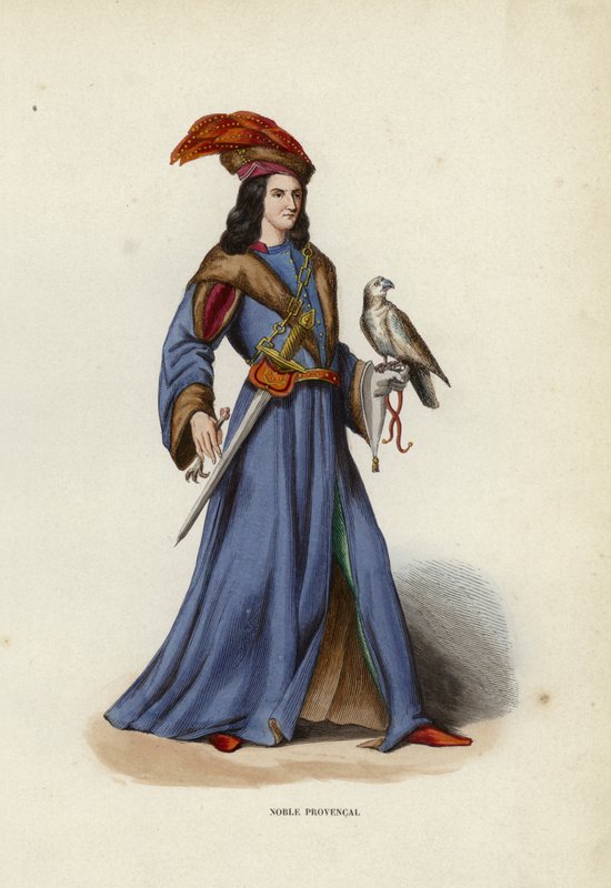 Noble Provencal (renkli gravür) by European School